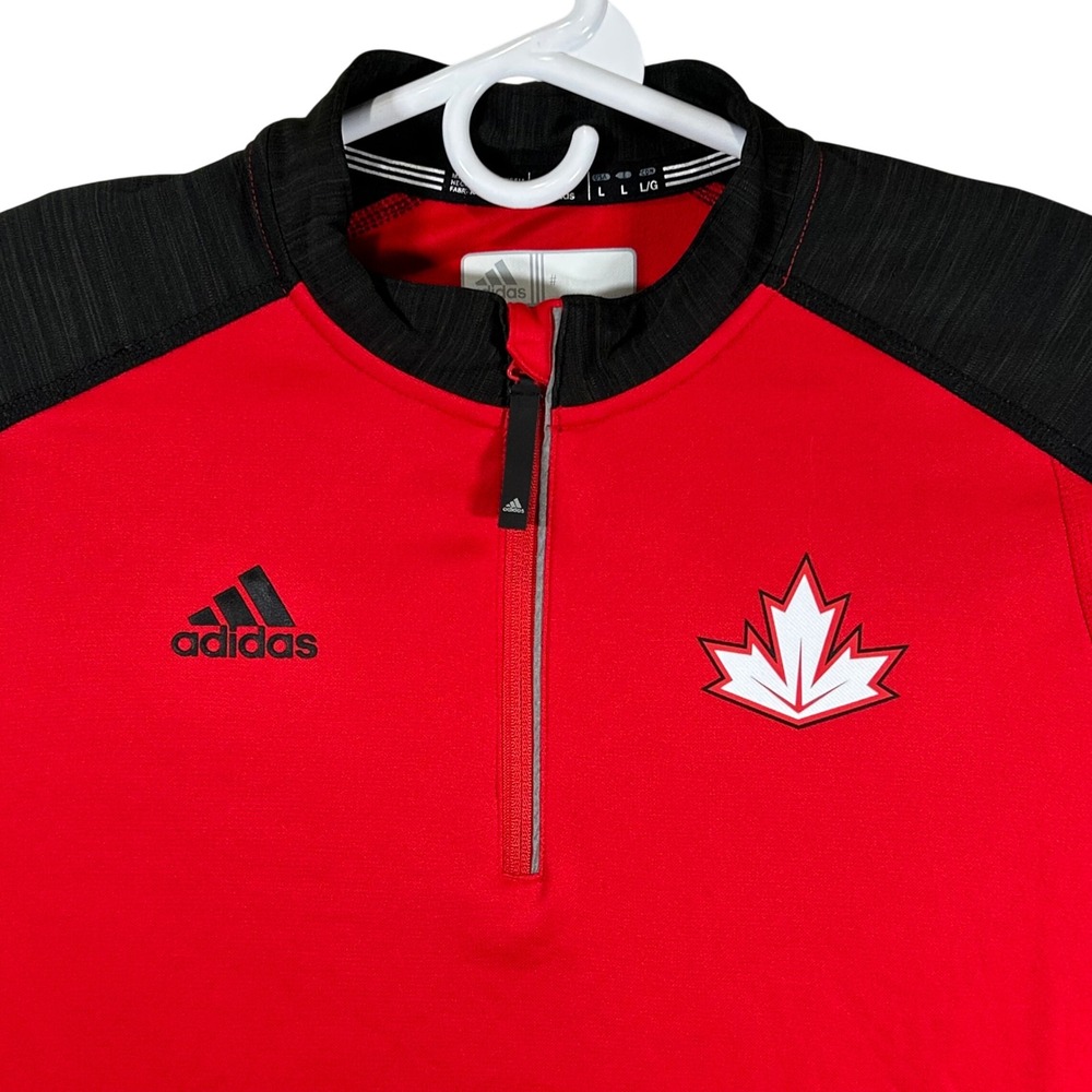 Adidas Team Canada 2016 World Cup of Hockey 1/4 Zip Pullover Red Mens Large